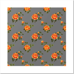 Vintage Roses Illustration Pattern Posters and Art